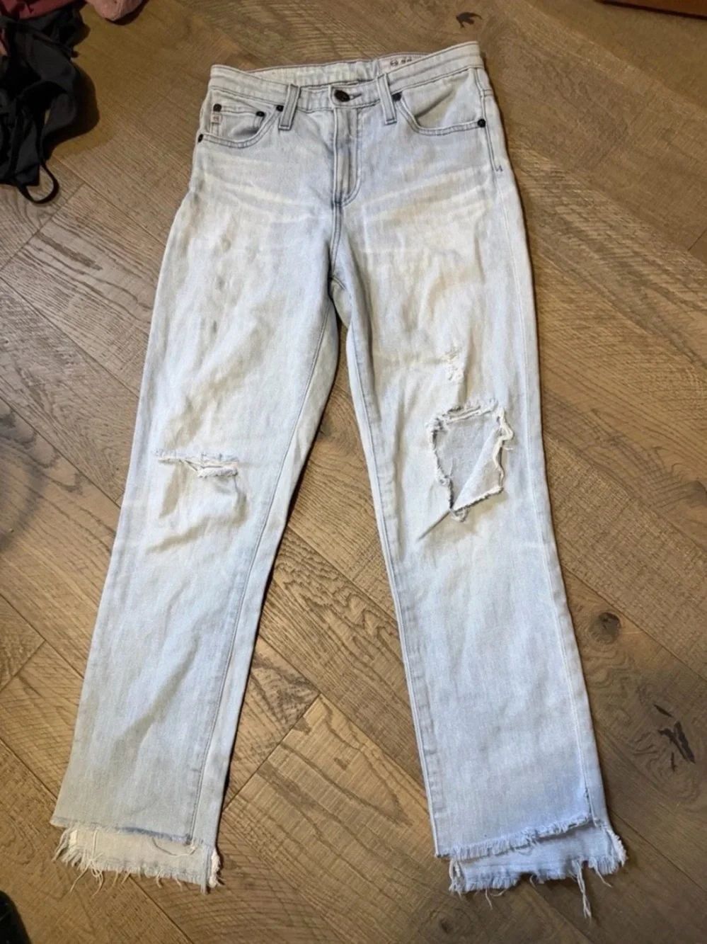 AG Adriano Goldschmied Women's Blue Jeans Size 24 Frey  Bottoms Distressed